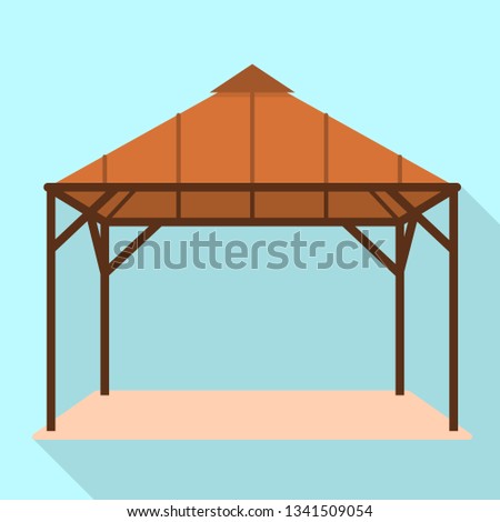 Gazebo flat illustration vector icon. Flat illustration of wood gazebo vector icon for web design