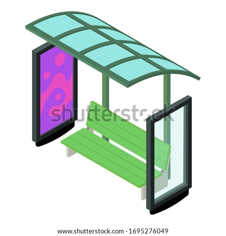 Bus stop shelter icon. Isometric of bus stop shelter vector icon for web design isolated on white background