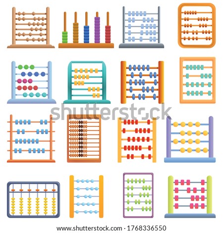 Abacus icons set. Cartoon set of abacus vector icons for web design