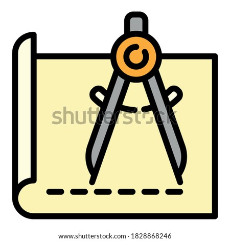 Architect metal compass icon. Outline architect metal compass vector icon for web design isolated on white background