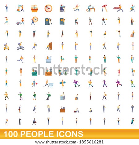 100 people icons set. Cartoon illustration of 100 people icons vector set isolated on white background