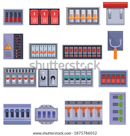 Breaker switch icons set. Cartoon set of breaker switch vector icons for web design Stock foto © 