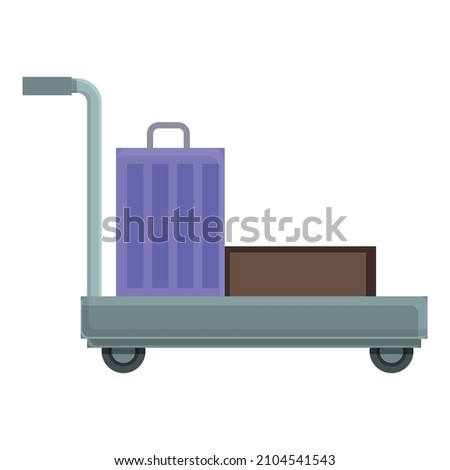 Luggage cart icon cartoon vector. Travel trolley. Suitcase airport