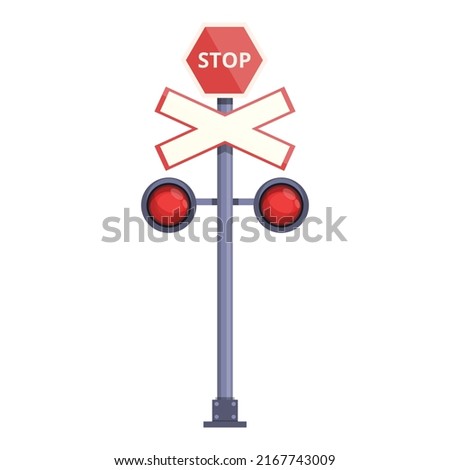 Railway stop level icon cartoon vector. Railroad traffic. Barrier signal