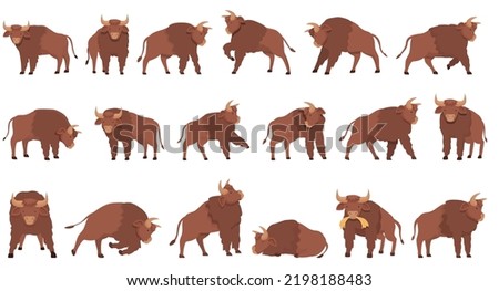Buffalo icons set cartoon vector. Animal head. American bison