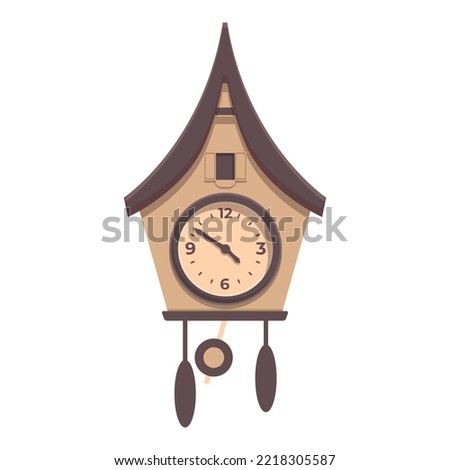 Pendulum Cuckoo Clock icon cartoon vector. Old watch. Hour bird