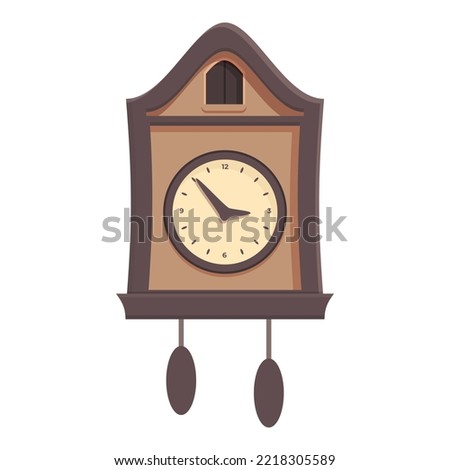 Bird Cuckoo Clock icon cartoon vector. Old watch. History chain