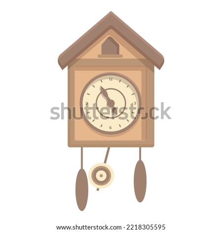 Time Cuckoo Clock icon cartoon vector. Old watch. Bird hour