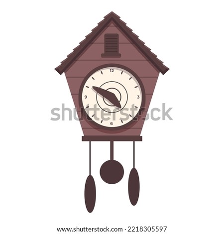 Wall Cuckoo Clock icon cartoon vector. Old time. Hour bird