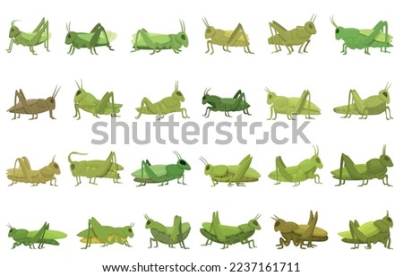 Grasshopper icons set cartoon vector. Bug animal. Nature insect