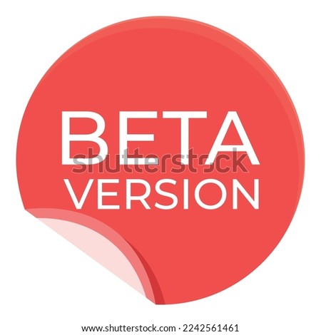 Red beta version icon cartoon vector. Digital program. Time data