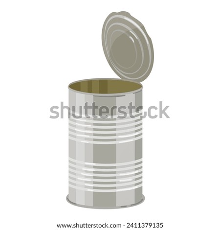 Open tin can icon cartoon vector. Food package. Pack label aluminum