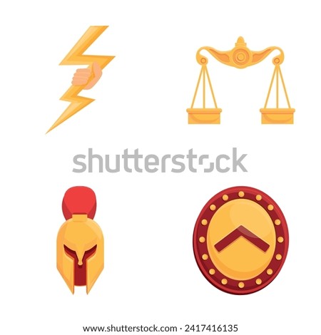 Ancient greece icons set cartoon vector. Culture and history of ancient greece. Greek civilization