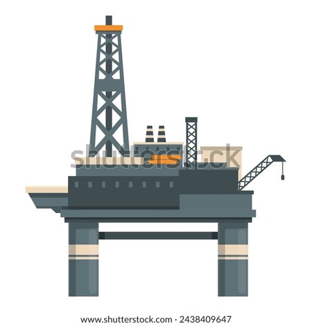 Building oil platform icon cartoon vector. Barrel tank sea. Drilling plant power