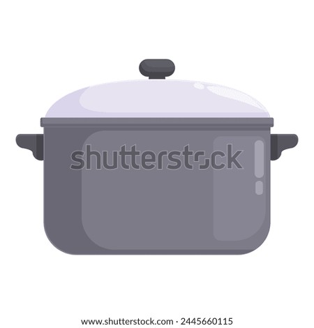 Closed saucepan icon cartoon vector. Soup kitchen pot. Metal material