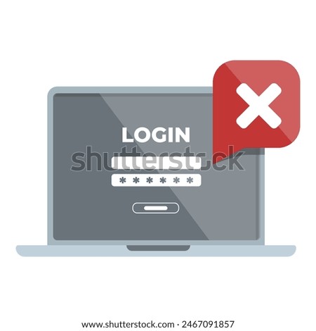 User error password access laptop icon cartoon vector. Internet online. Cyber security