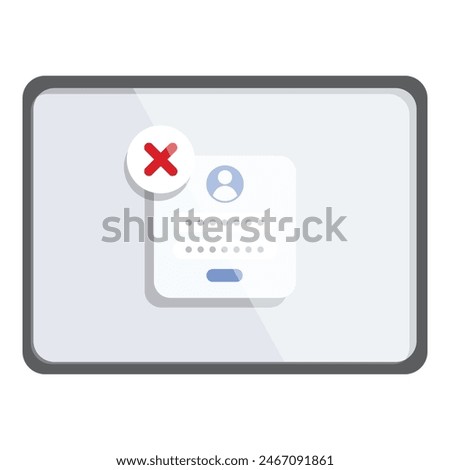 User tablet denied access icon cartoon vector. Information error. Modern user