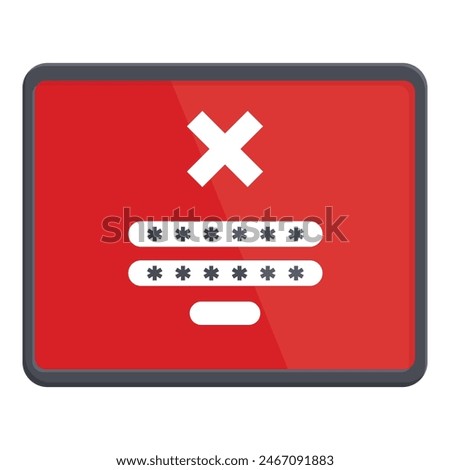 Red alert error password icon cartoon vector. User access denied. Confused enter