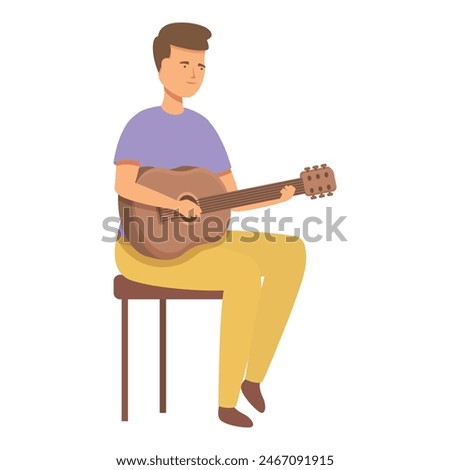 Guitar boy play icon cartoon vector. New lesson. Education student