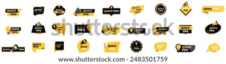 Quick tips icons set. Set of modern and colorful quick tips banners showing helpful information and advice