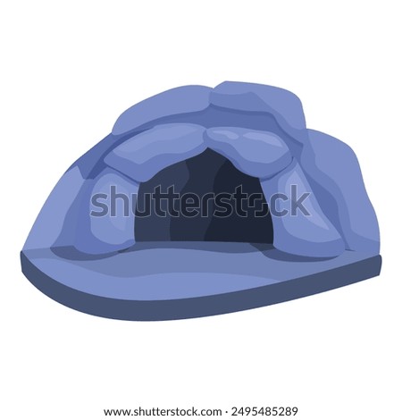 Cartoon style illustration of a stone cave opening leading to darkness