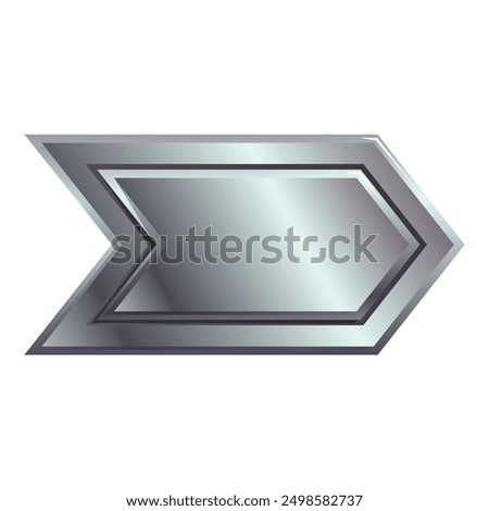 Silver arrow pointing to the right with beveled edges