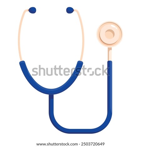 Blue stethoscope standing up, representing healthcare and medical examinations