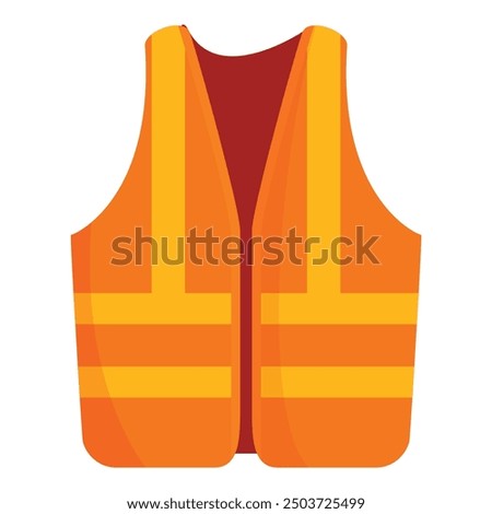 Orange reflective safety vest isolated on white background, providing high visibility and protection for workers in hazardous environments