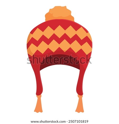 Warm winter hat featuring a chevron pattern and a pompom, perfect for cold weather