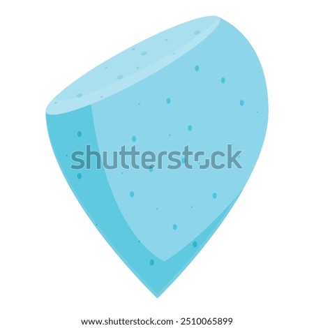 Blue teardrop shaped makeup sponge for applying foundation, isolated on a white background