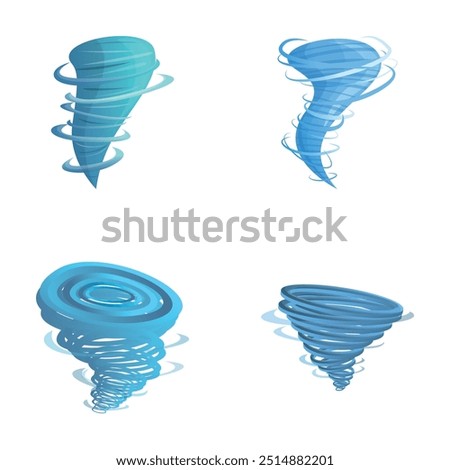 Tornado icons set cartoon vector. Natural disaster, hurricane or storm. Bad weather, cataclysm