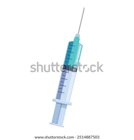 Medical syringe filled with blue liquid, ready for an injection