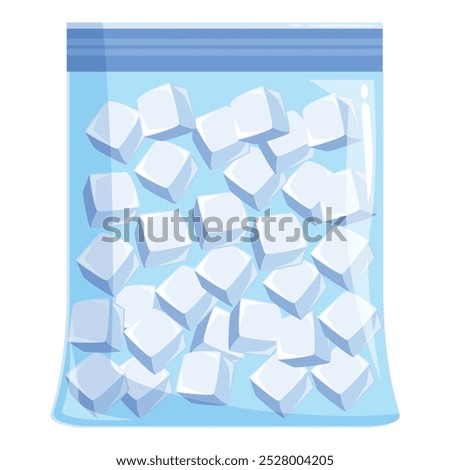 Transparent plastic bag is holding many ice cubes, perfect for cooling down drinks