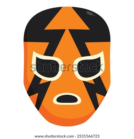 Orange and black luchador mask representing the vibrant and exciting world of mexican wrestling