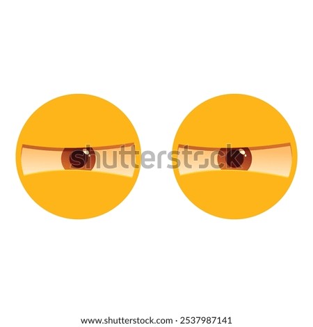 Two yellow cartoon eyes looking sideways with suspicion