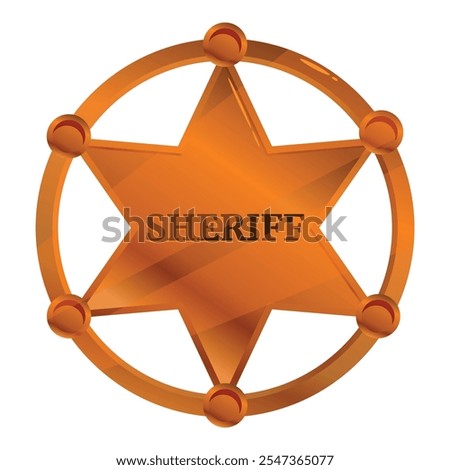 Shiny sheriff star badge representing authority, law enforcement, and western justice