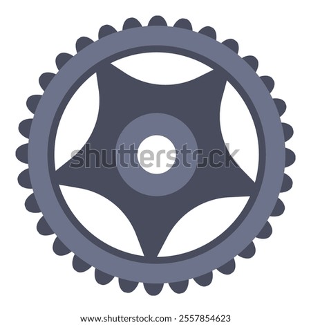 Simple round gear rotating clockwise with teeth around the edges