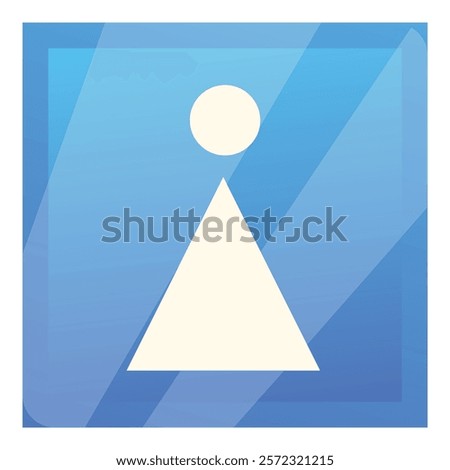 Blue square icon with abstract female toilet sign for indicating ladies restroom