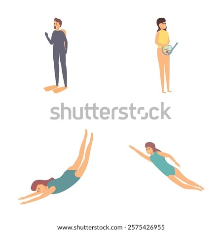 Similar – Image, Stock Photo young people diving in shallow seawater