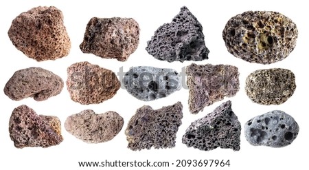 set of various pumice stones cutout on white background 商業照片 © 
