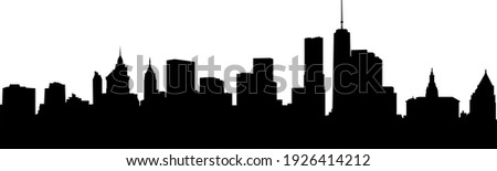 New York City skyscrapers. Skyline silhouette isolated on white background