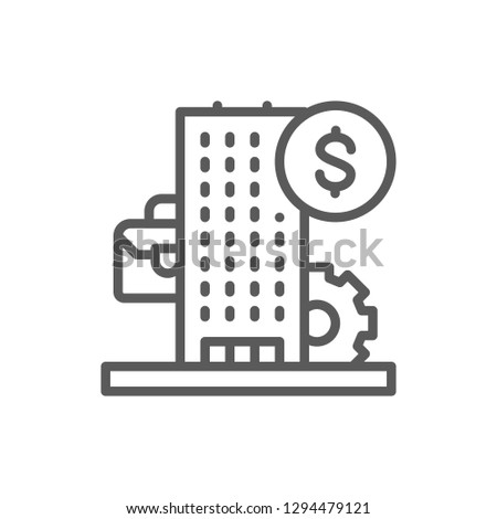 Vector business center, bank, financial institution line icon. Symbol and sign illustration design. Isolated on white background