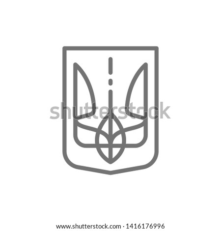 Emblem of Ukraine, Trident, coat of arms line icon.