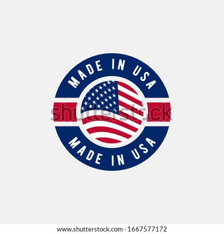 Made in USA label with american flag. simple flat vector illustration