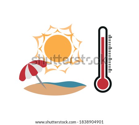 Weather simple icon. hot weather and thermometer icon.
