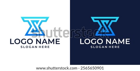 Vector illustration of the Letter S and the Hourglass or Infinity logo in a modern style according to your company.