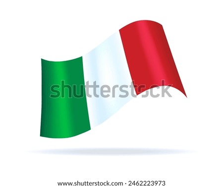 Shiny Italy flag waving in the wind. Object colored in gradient, isolated on transparent background