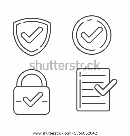 Set of verified icon with outline design