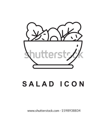 Bowl of salad  vector illustration with simple line design. Salad line icon