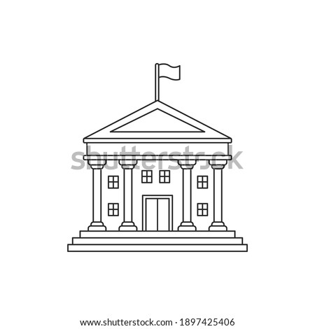 City hall building vector illustration in simple line art style isolated on white background. Linear style of city hall icon